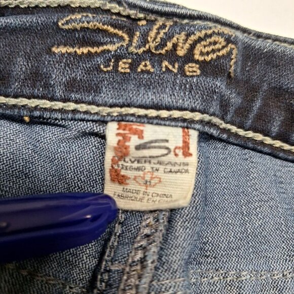 Silver Jeans Suki Womens 31 Blue Denim Embroidered Bootcut - Picture 6 of 10
